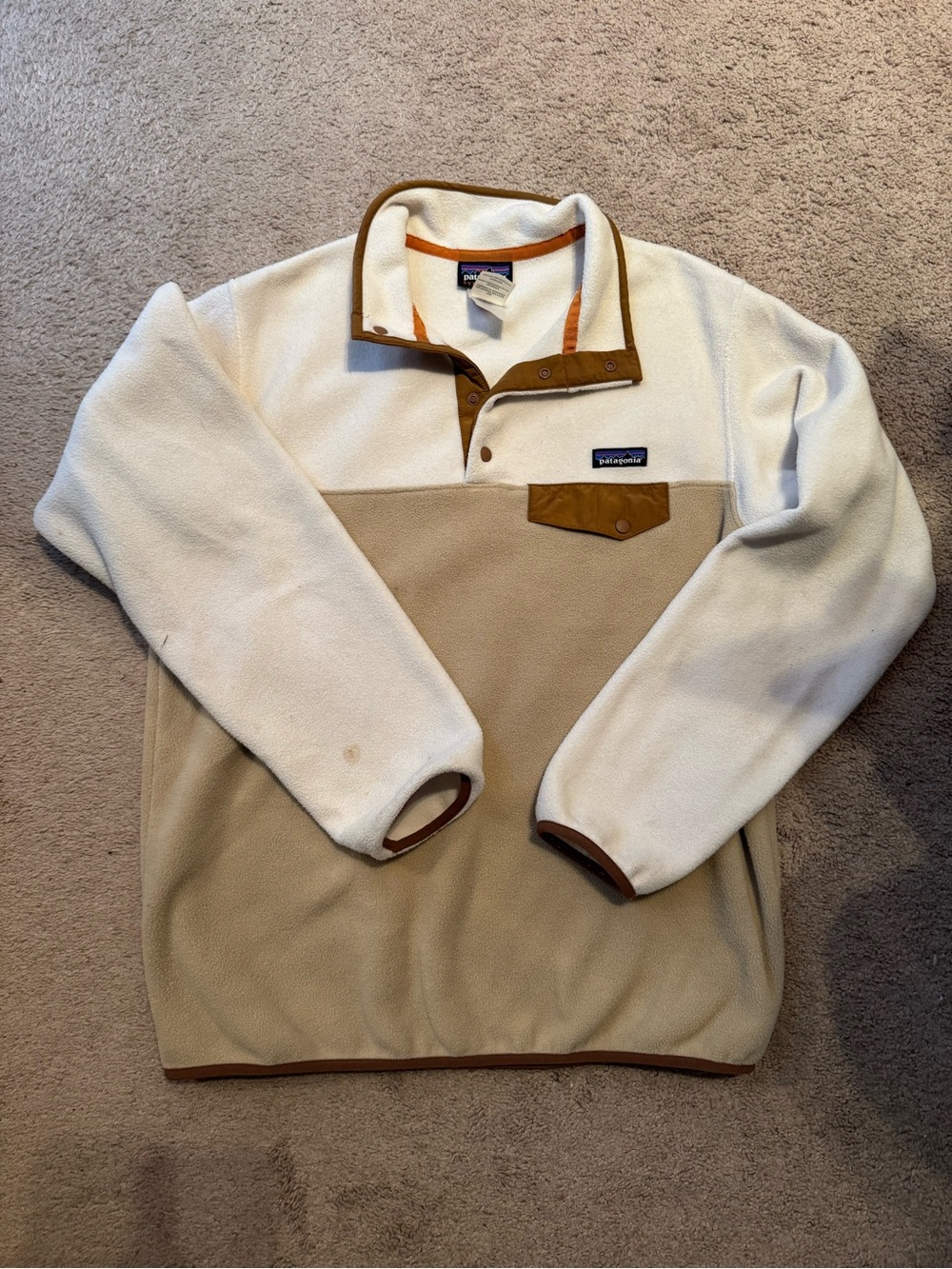 Patagonia Women's Two-Tone Fleece Zip Pullover - Cream & Tan